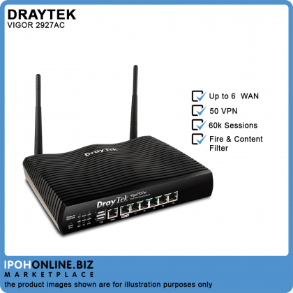 DrayTek Vigor 2927ac Dual WAN Load Balancing Gigabit Firewall VPN Router Bandwidth Management with APP QoS DrayTek Vigor 2927ac Dual WAN Load Balancing Gigabit Firewall VPN Router Bandwidth Management with APP QoS